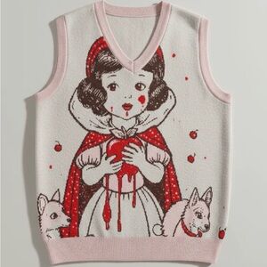 Pink Graphic Knit Vest Tank Top - Women's Cute Fairytale Design-ROTTEN APPLE